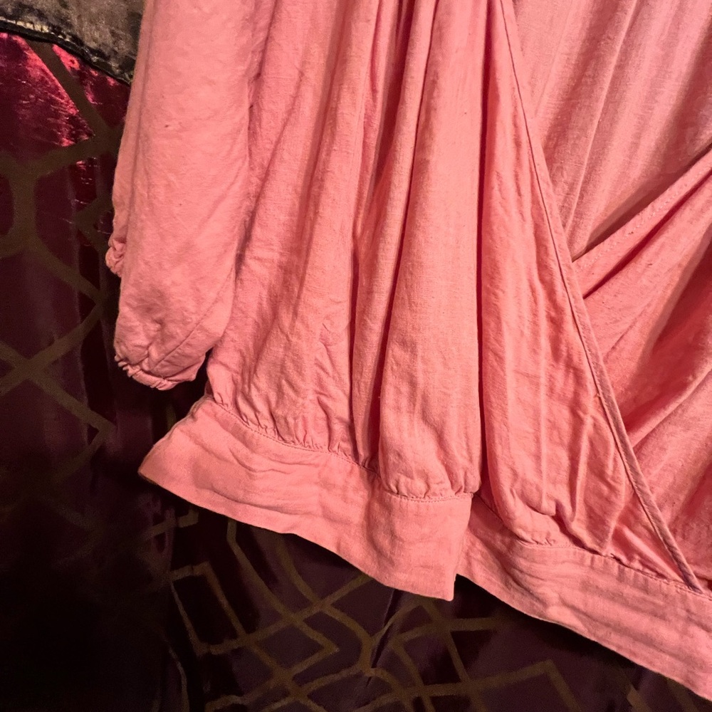 Pink Wrap Blouse with 3/4 Sleeves boho academia - Picture 3 of 11